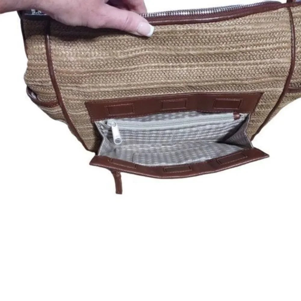 Brighton Brown Straw and Leather Handbag 11